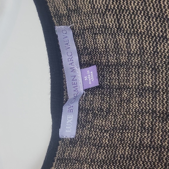 LUXE by CARMEN MARC VALVO Brown Black Snakeskin Print Fit & Flare Sweater Dress - Picture 3 of 11